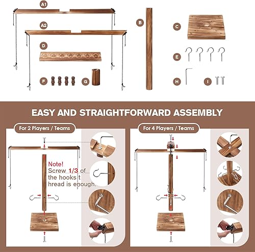 Miniatura 4 de Peradix Juego de lanzamiento de anillos para niños, diversión en interiores y exteriores, juego de césped para familias y adultos, fácil de