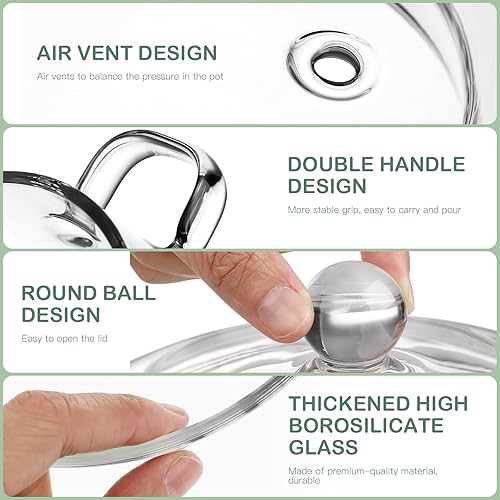 Miniatura 6 de Yardwe Ollas de vidrio con tapa, cacerola de vidrio resistente al calor para fideos de pasta, sopa, leche, alimentos, 5.5 x 5.5 x 6.3 pulgadas (45.6