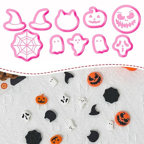 Xaekicr 10PCS Halloween Polymer Clay Cutters Set - Pumpkin Ghost