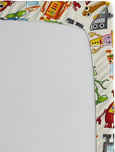 Miniatura 4 de Ambesonne Sábana bajera ajustable de robots de dibujos animados, diseño de ciencia futurista, ropa de cama de tela decorativa suave, bolsillo