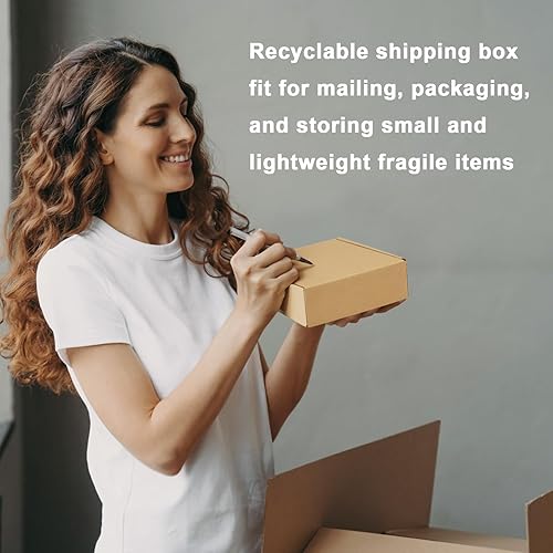 Miniatura 5 de MEBRUDY Cajas de envío de 6 x 6 x 2 pulgadas, paquete de 25 unidades, pequeñas cajas de cartón corrugado para enviar por correo, embalaje de