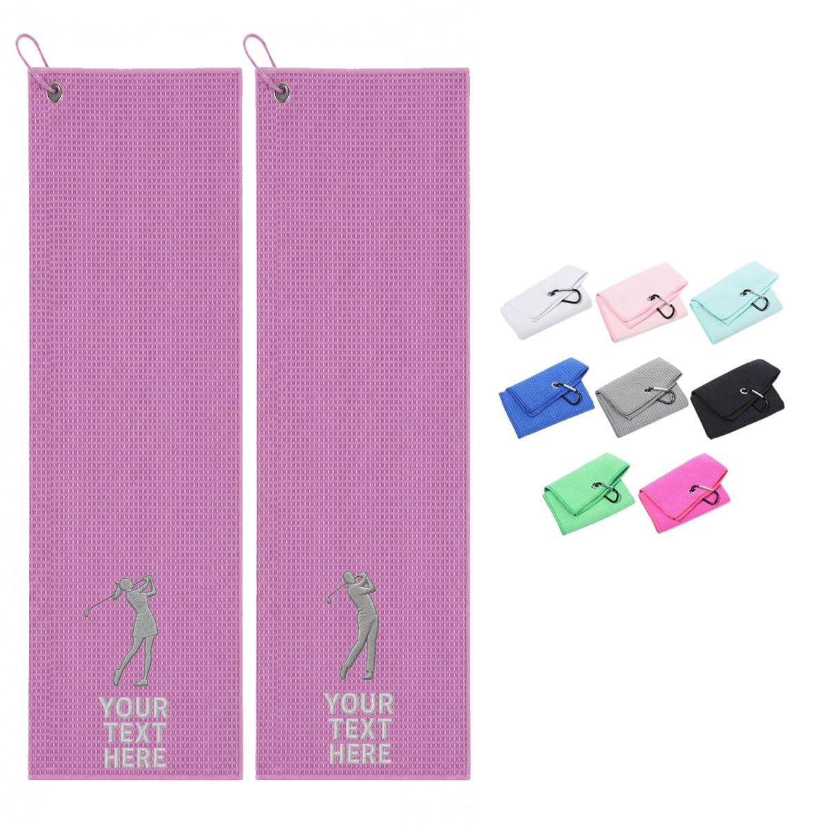 Van Der Linn Personalised Embroidered Custom Golf Towels with Clip (Violet)