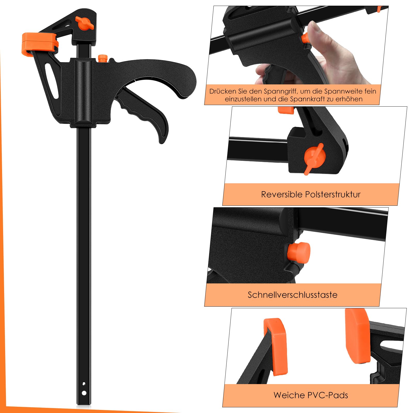 WORKPRO Jeu De 2 Serre-joints à Une Main En Acier Et Nylon