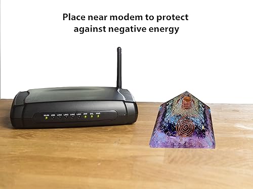 Miniatura 5 de Pirámide de energía de orgón de cuarzo rosa, amatista y cristal de cuarzo - Pirámide de orgón de chakra de tres capas - Pirámide de orgonita de