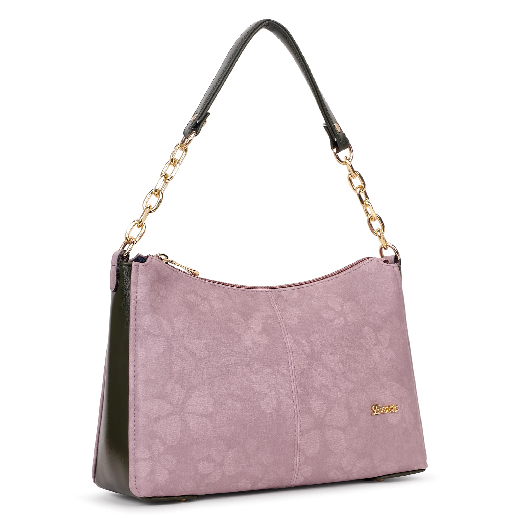exotic Elowen Chain Shoulder Bag for Women | Floral Textured Handbag with Gold Chain Strap & Detachable Sling | Compact Party & Casual Purse-picture-20