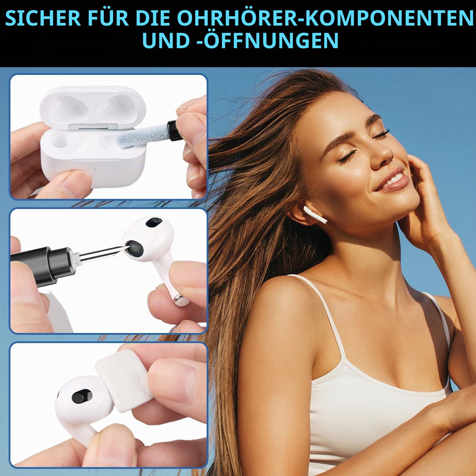 Ordilend Reinigungsset für iPhone, Ladeanschluss-Reiniger, Multi-Tool iPhone-Reiniger, Reparatur-Lightning-Kabel, Handy-Reinigungsset für iPad, Anschlüsse, Lautsprecher, Airpod mit Aufbewahrungstasche