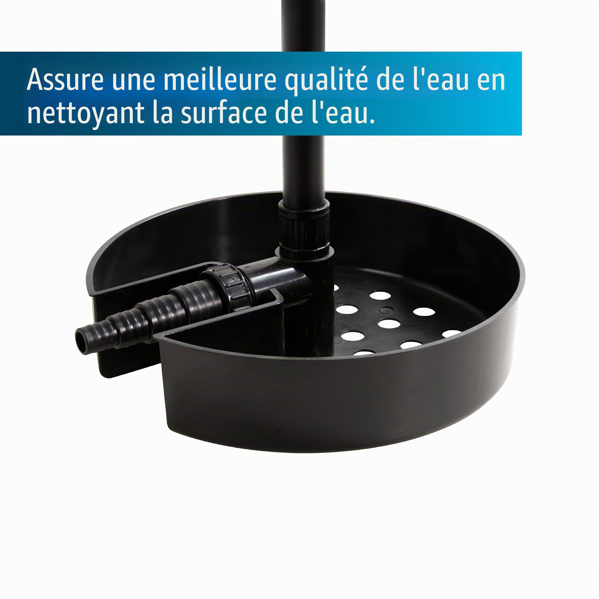 Aquaforte Écumeur Flottant Sur Support, Débit 4,5 m³/h, Hauteur 63 cm, Surface 10 m²