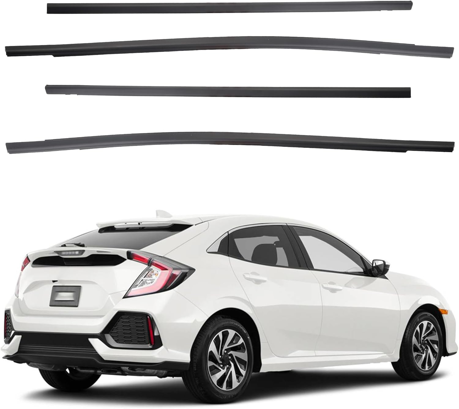 Dasbecan Window Weatherstrip Compatible with Honda Civic Hatchback 2016-2019 Replaces# 72410-TEA-T01 72950-TEA-T01 72910-TEA-T01 (4PCS), Molding Trim Weather Strip Seal Belt