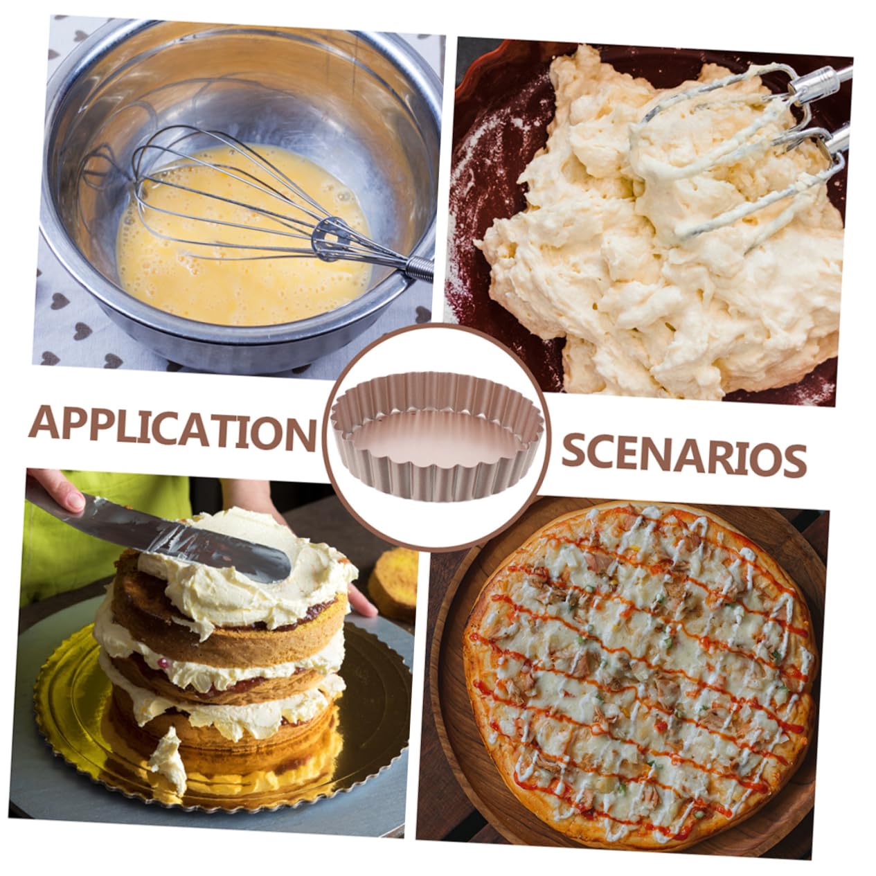 GRIRIW Set of 2 Mini Tart Pans Metal Removable Bottom Baking Trays for Flan Quiche