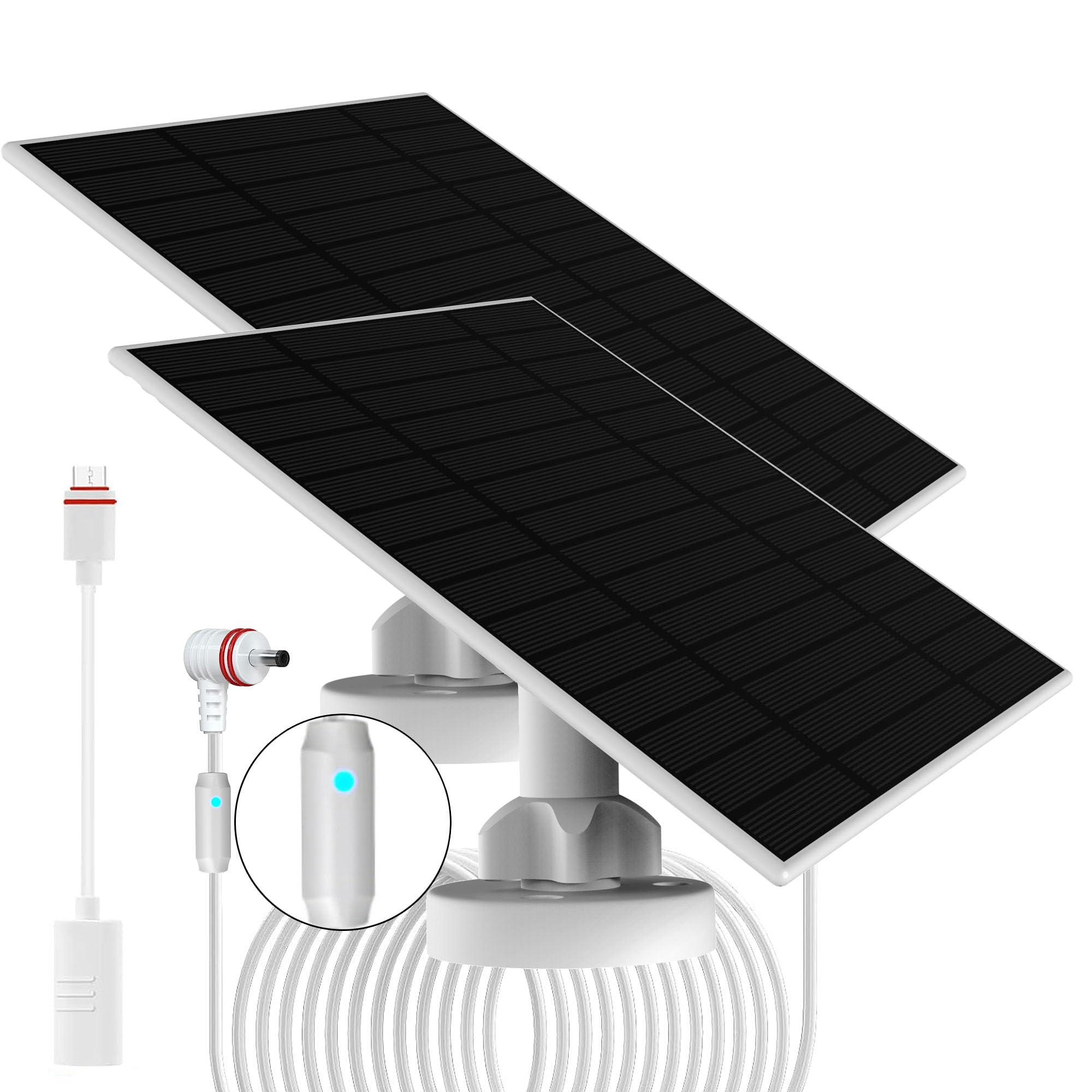 2 pack 6w Solar Panel with Charging Alert Breathing Light, for Ring Camera with Built-in Rechargeable Batteries (Spotlight Cam, Stick Up Cam, Stick Up Cam Pro, Spotlight Cam Plus, Spotlight Cam Pro)