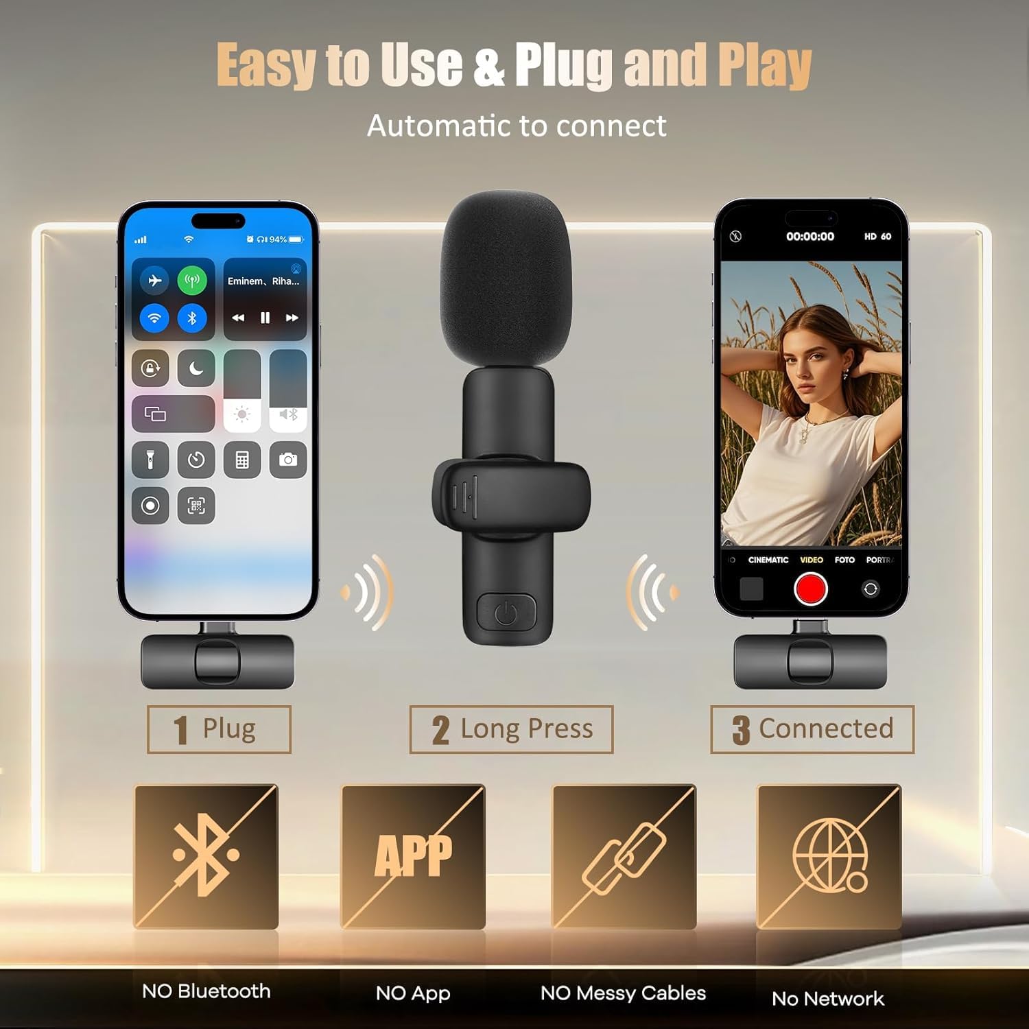 New Year Sale Dual Wireless Lavalier Microphone For Android/Iphone 50Ft Ra... 4 New Year Sale Dual Wireless Lavalier Microphone For Android/Iphone 50Ft Ra...