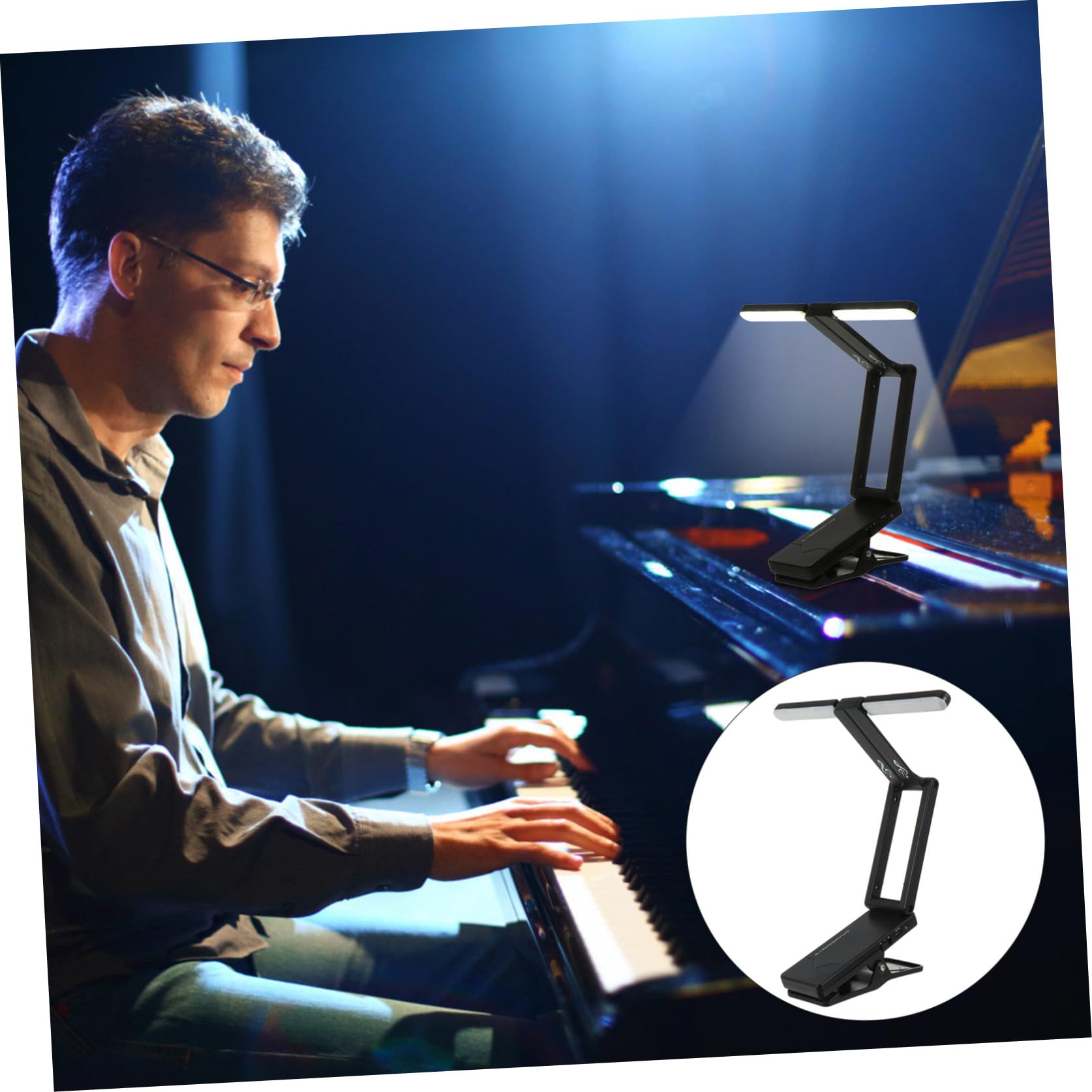 Lampada per Leggio Musicale Ricaricabile LED Clip Regolabile Altezza Design Pieghevole Materiale Abs Elettronica