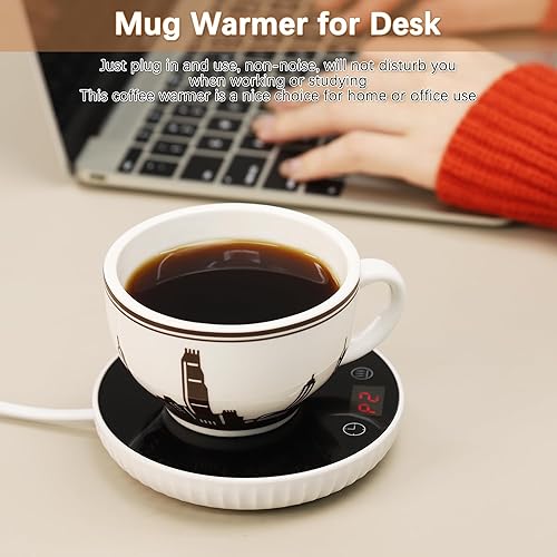Miniatura 4 de Calentador de taza de café para escritorio, calentador de café eléctrico con apagado automático, 2 ajustes de temperatura, calentador inteligente de