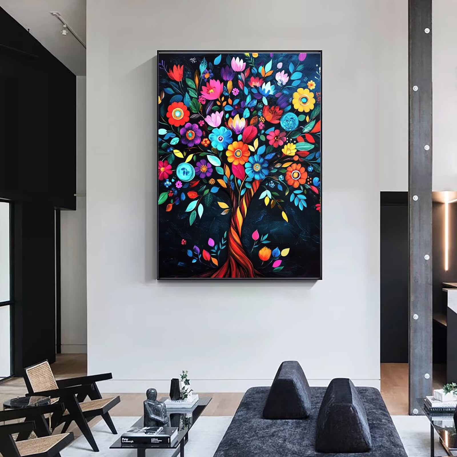 Dipingere con i Numeri Adulti fiore Albero, Quadri da Dipingere Numerati Fai Da Te per Principianti e Adultis, Olio La Pittura di Numeri Kit, Hobby Creativi Adulti, Decorazioni Casa 90x120cm Q3S-508