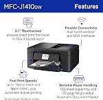 Brother Work Smart 1410 Wireless Color Inkjet All-in-One Printer with 2.7” Color Touchscreen and Automatic Duplex Printing | Includes Refresh Subscription Trial(1) (MFC-J1410DW)