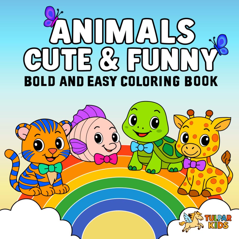 Animals Cute & Funny: Bold and Easy Coloring Book