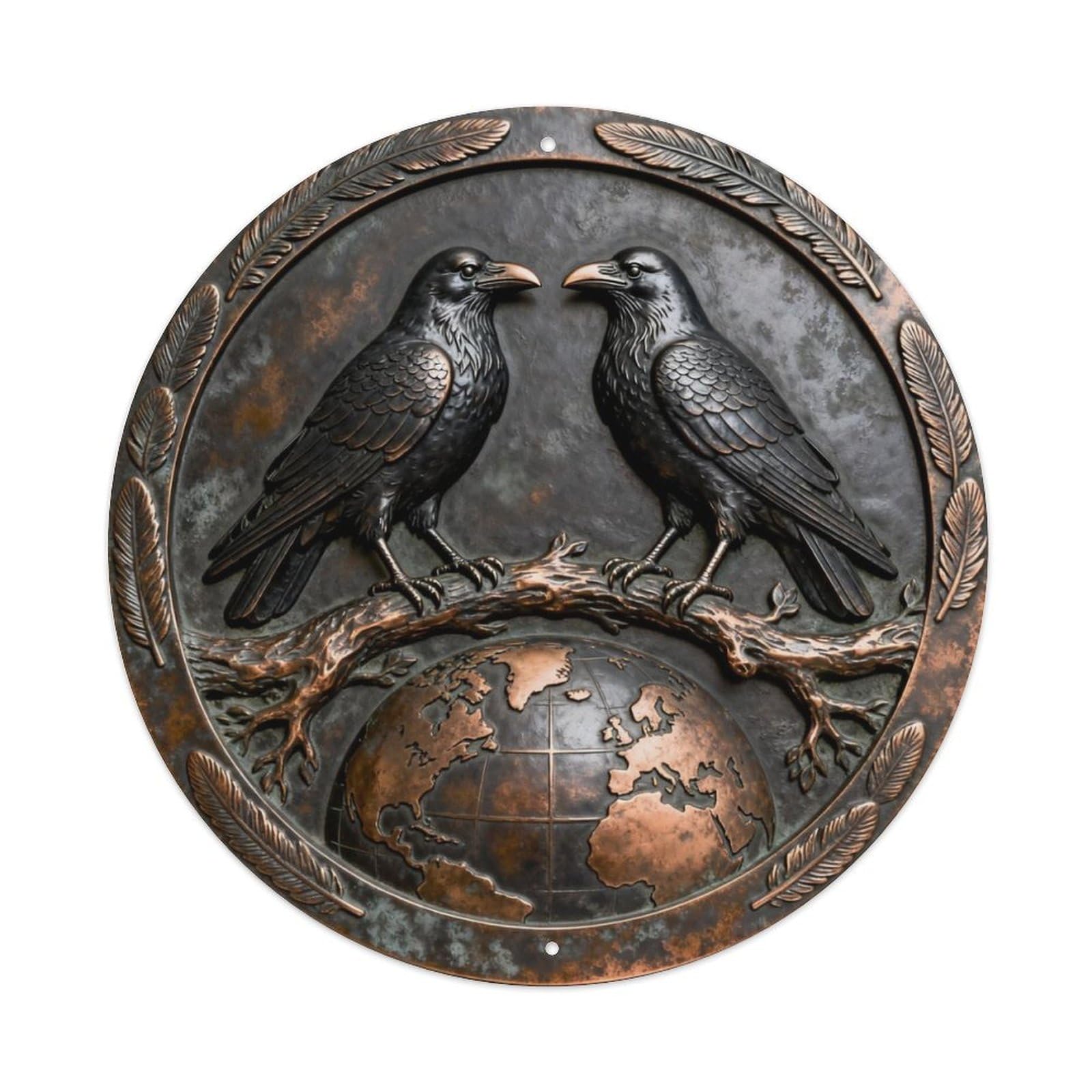 Odin Two Ravens Hugin Munin Metal Tin Sign Plaque