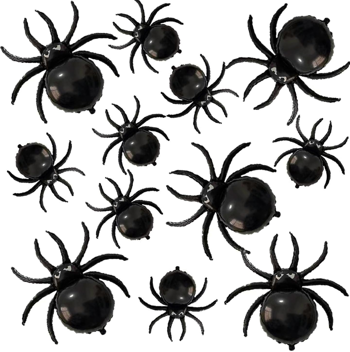 12PCS Halloween Black Spider balloons - 33" Giant and 17.2" Small Spiders Foil Balloon for Halloween Decoration Day of Death New Year Birthday Spooky Party Supplier