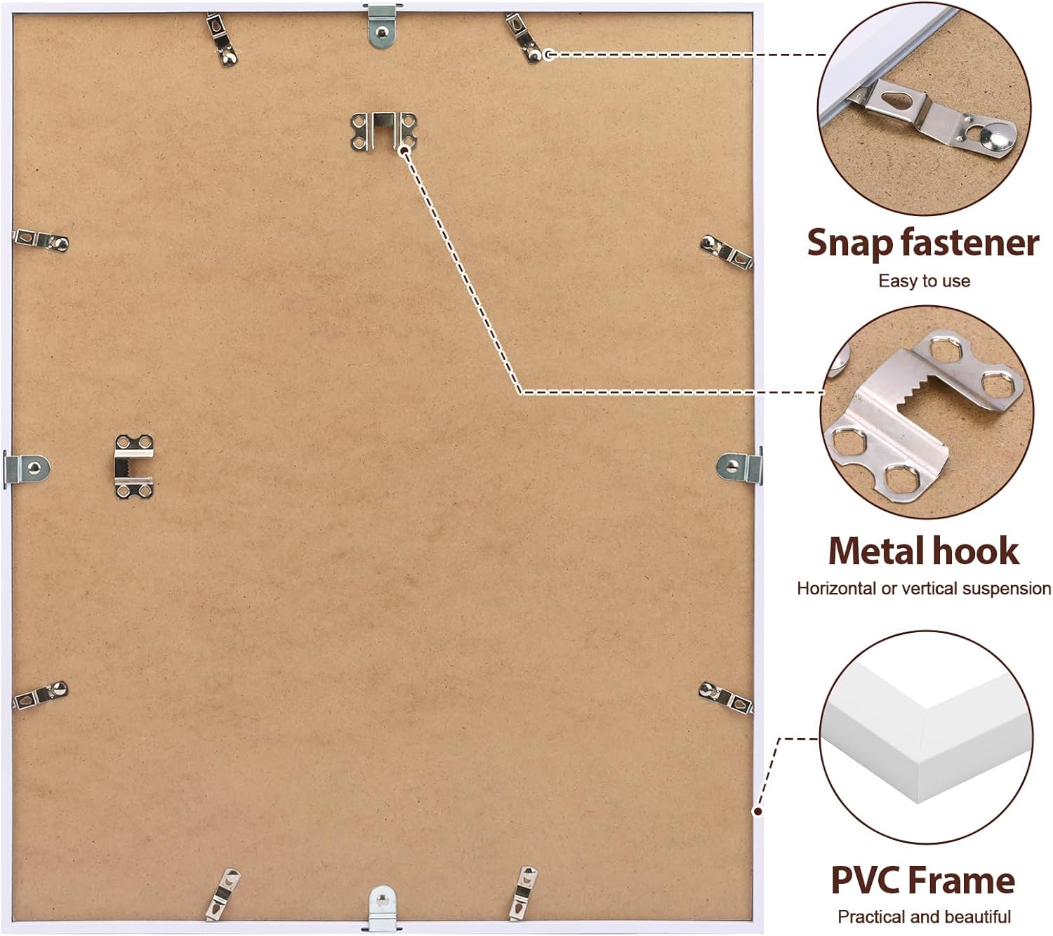 Fixwal 16x20 Poster Frame Set of 6 with Shatter Resistant Plastic Glass, Thin Border and Light Weight Photo Frames for Wall, White