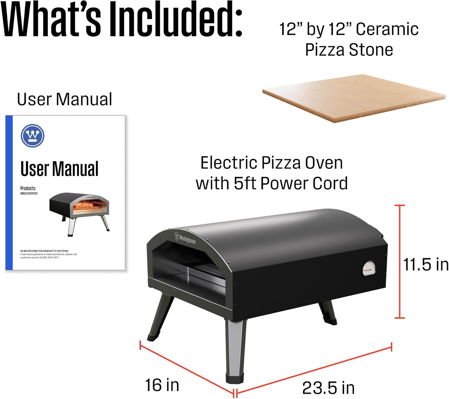 Contents of the Westinghouse Electric Pizza Oven box