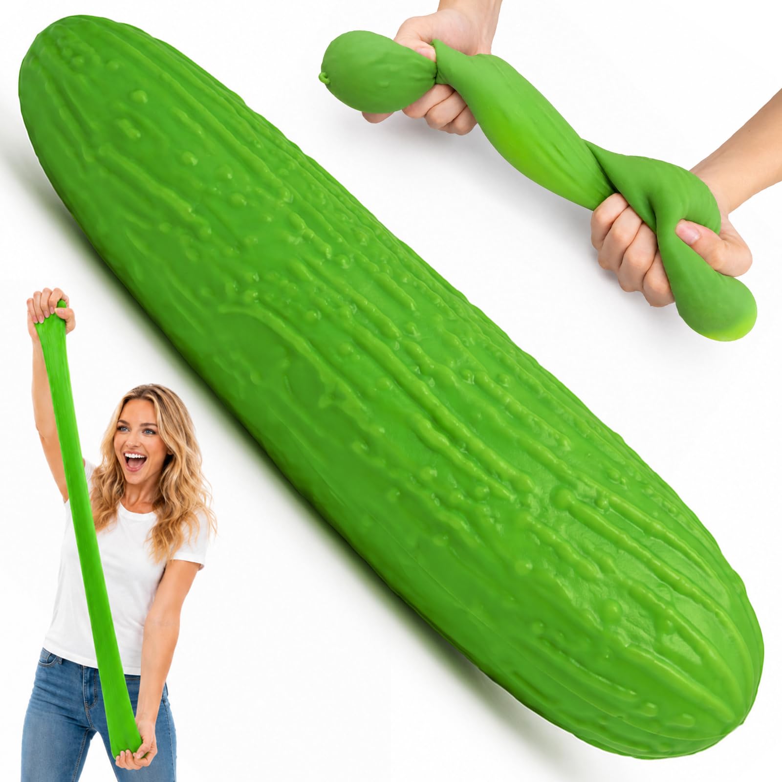 Jumbo Cucumber Squishy Stress Toy, 11 Inch Giant Cucumber Squishies Fidget