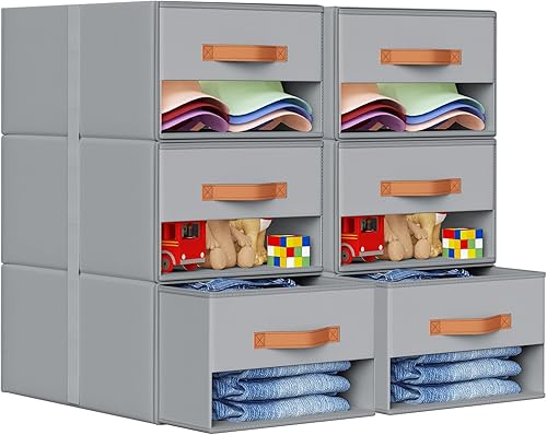 Miniatura 13 de DIMJ Organizadores de armario y almacenamiento - Contenedores de tela con cajones para armario, organizadores de ropa plegables con ventana