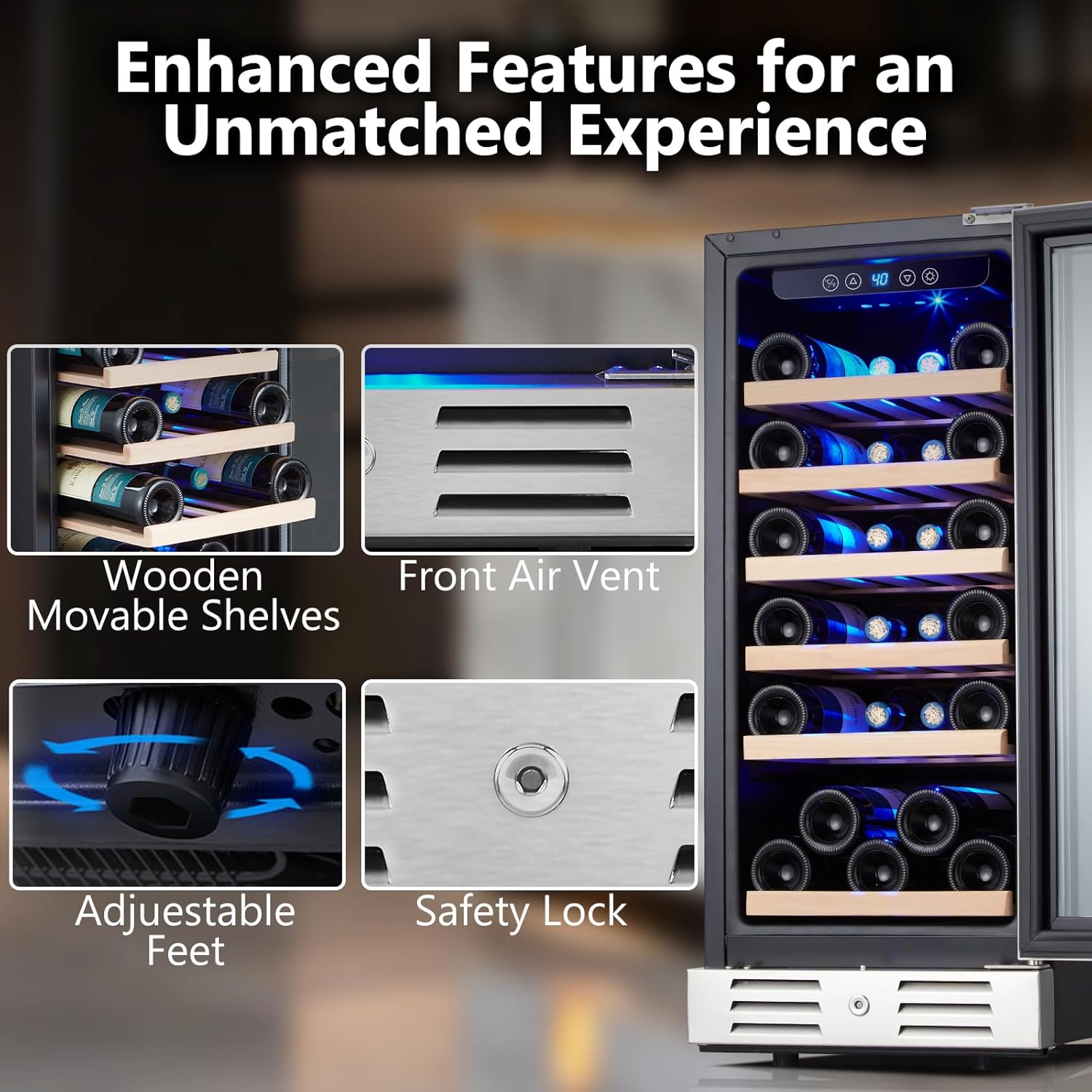 Close-up of the digital control panel with temperature display and light button