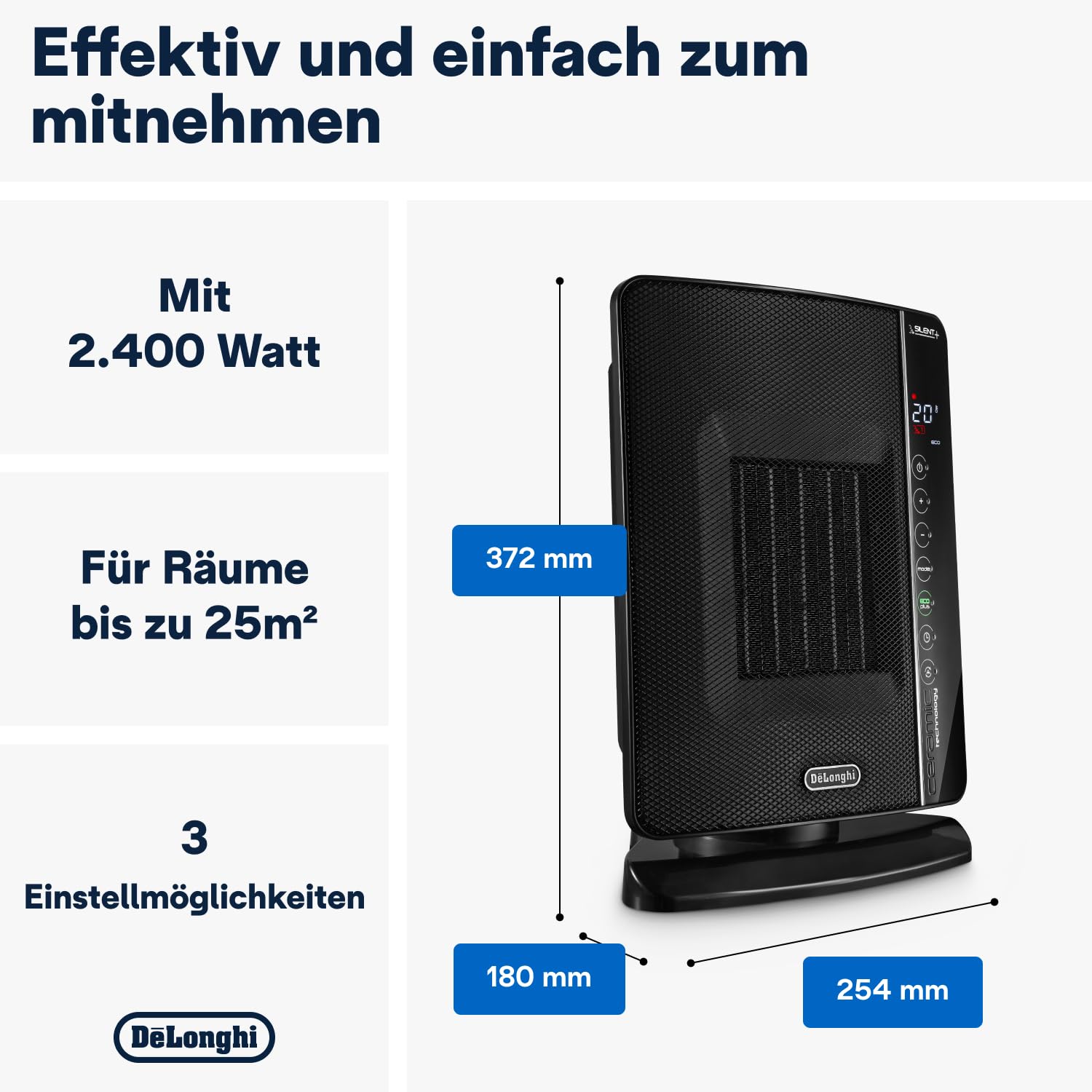 De'Longhi DCH7993ER.BC Heizer, 1 Liter, Schwarz, 25x18x37