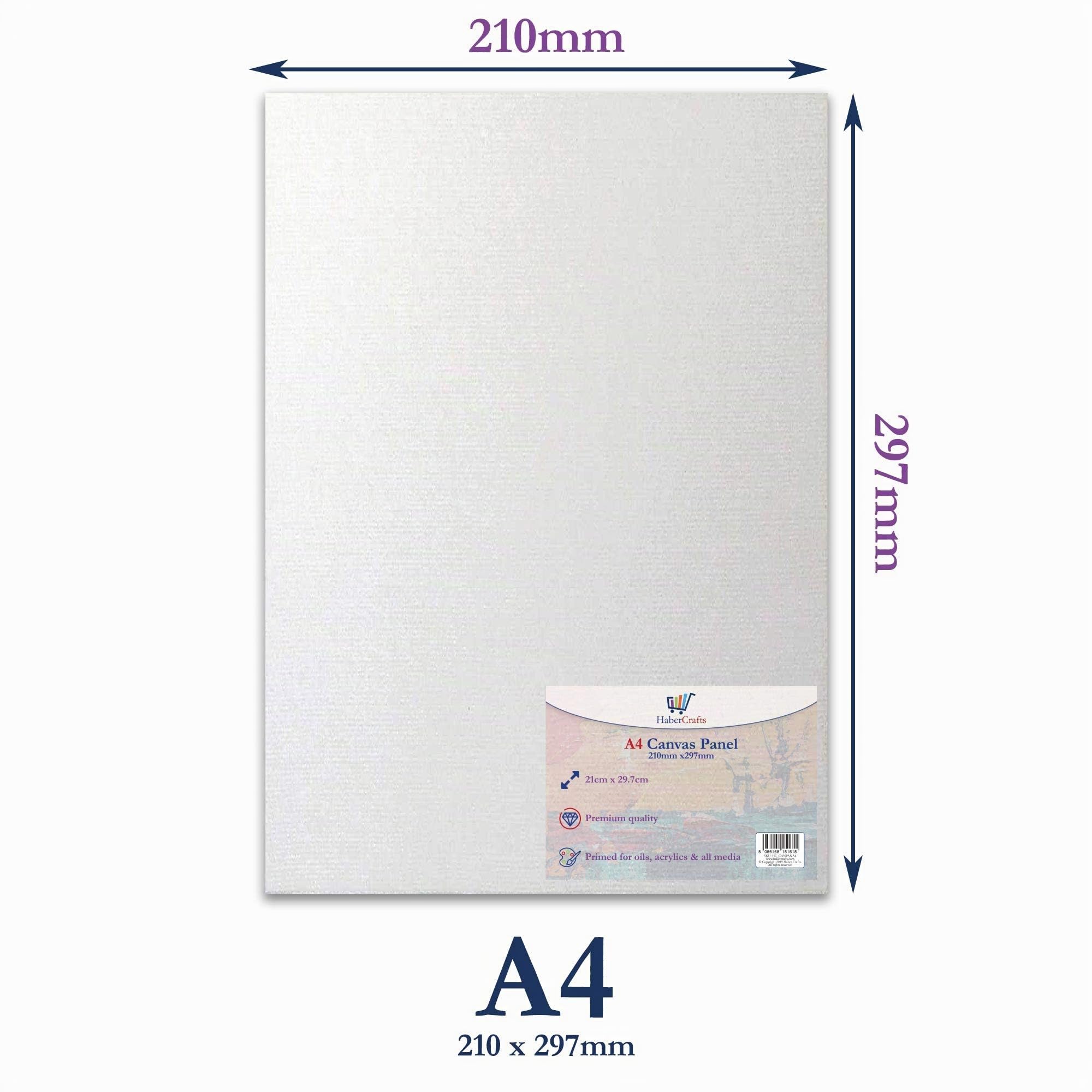 Lot de 5 panneaux de toile vierge tendue A4 100% coton pour peinture à l'huile, acrylique, supports mixtes, sans acide, tableaux d'art - Format A4-210 x 297 mm