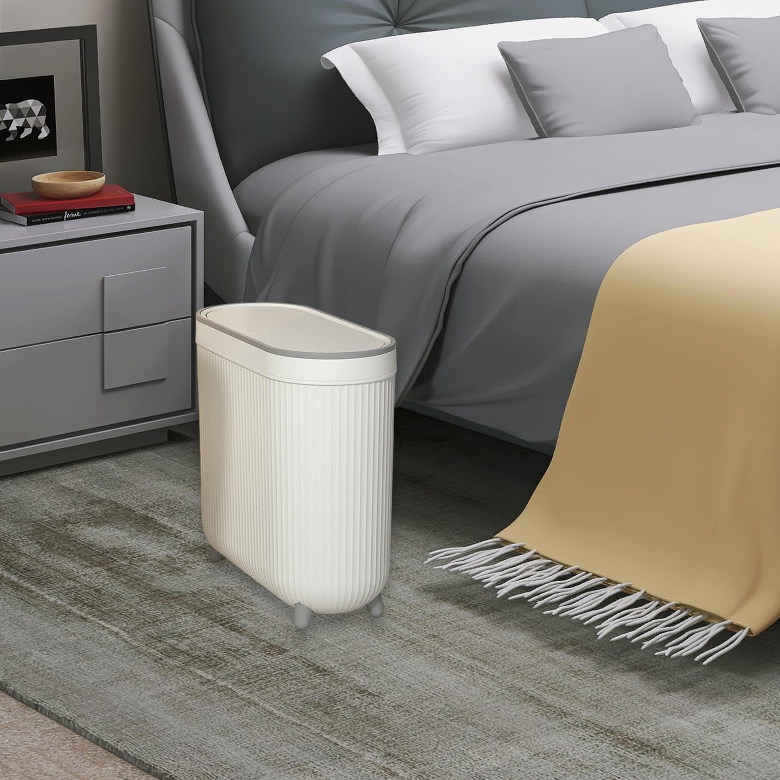 Pattumiera per WC, pattumiera con coperchio – Cestino per la spazzatura – con coperchio – pattumiera per WC – Pattumiera sottile per rifiuti da bagno