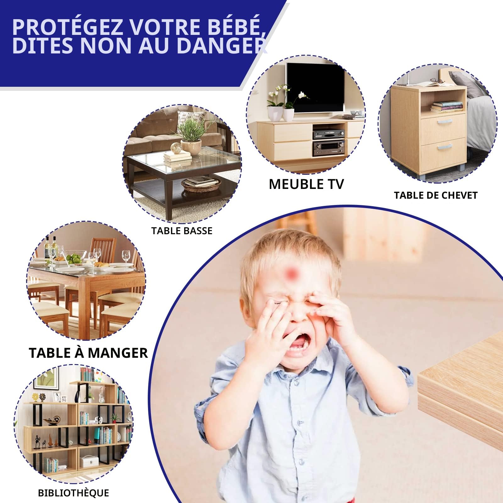 30PCS Coin de Table Protection Bebe, Protection Coin de Table bébé Protege Coin de Table Bebe Protection Angle Bebe Protection Meuble Bébé pour Berceau, Cheminée, Escaliers
