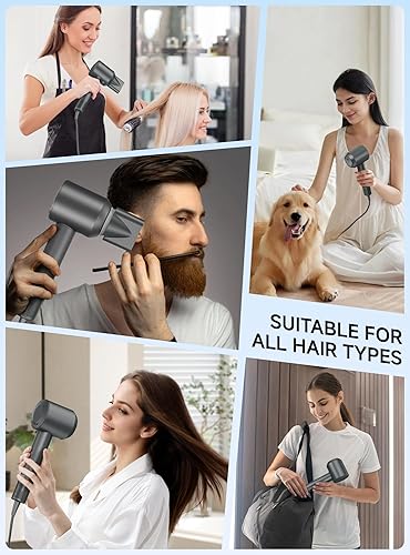 Miniatura 7 de Secador de pelo de alta velocidad 160000 RPM Secador de pelo profesional 500 millones de iónico negativo de bajo ruido, control térmico ligero de