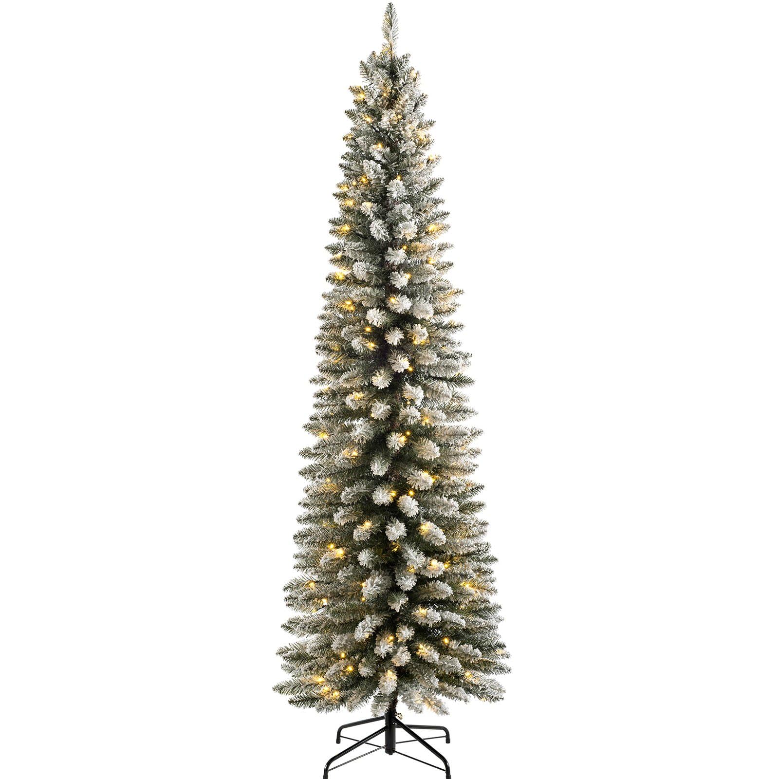 Werchristmas White Pre-Lit Snow Flocked Pencil Christmas Tree With 180 Led Lights, 6.5 Feet/1.95 M, Wrc-8629