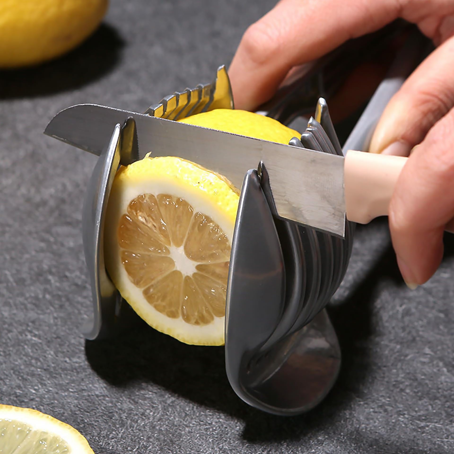 CarClothes Lemon Slicer Tomato Slicer Onion Slicer, Multifunctional Onion Slicer, Safety Slicer Holder, Vegetable Tools Kitchen Auxiliary small Tools,304 Stainless Steel Healthy Material