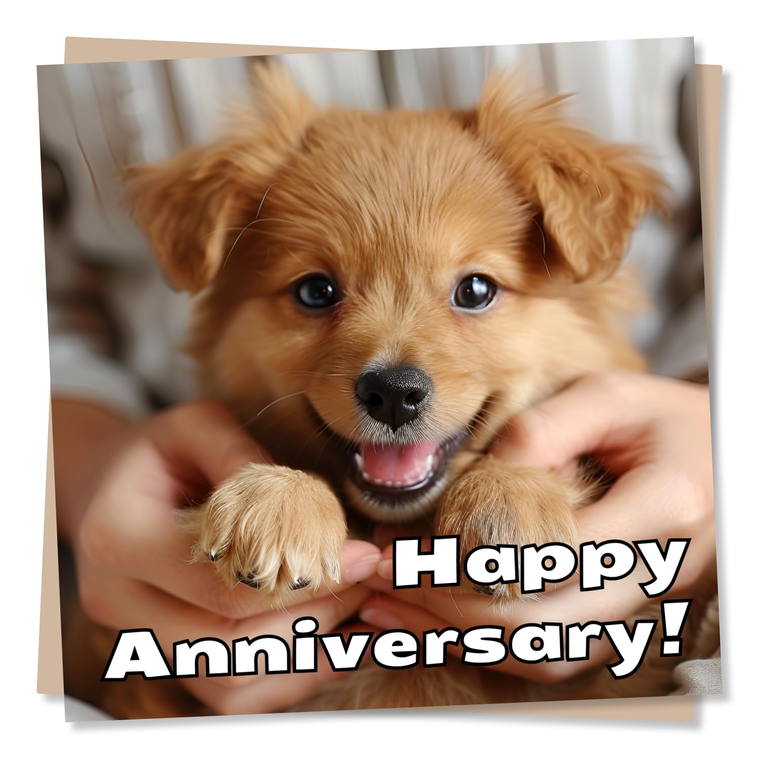 Cute Dog Anniversary Card - Sheepadoodle & Dachshund Design With Stickers For Couples
