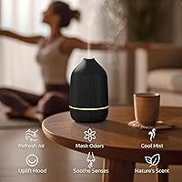 Vista 5 de Essential Oil Diffuser, 100ml Aromatherapy Diffuser, Mini Ultrasonic Diffuser for Essential Oil, Home, Office, Cool Mist Humidifier with 7 Led