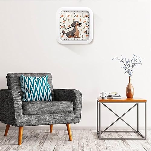 Miniatura 5 de Reloj de pared cuadrado moderno de 10 pulgadas, con texto en inglés "I Love My Dog" con estampado de perros salchichas de cocina, funciona con