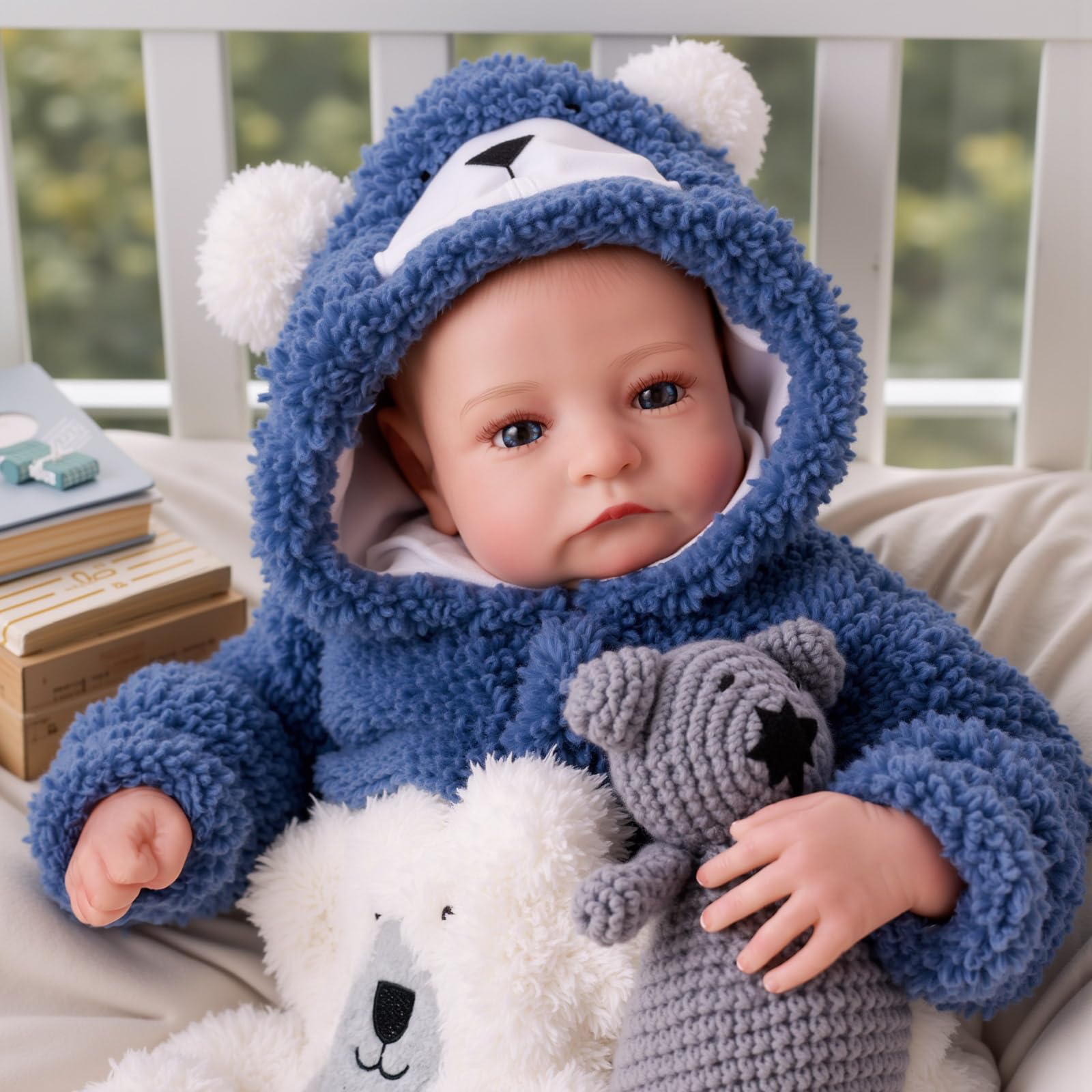 BABESIDE Reborn-Babypuppe Aiden 20 Zoll Lebensechter Junge Realistisches Neugeborenes Wie Echte Babys Puppen Weicher Stoffkörper Offene Augen Sammler-Therapiegeschenk