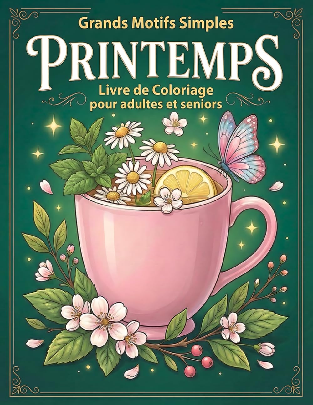 Grands Motifs Simples – Printemps: Livre de coloriage pour adultes et seniors avec 50 motifs relaxants
