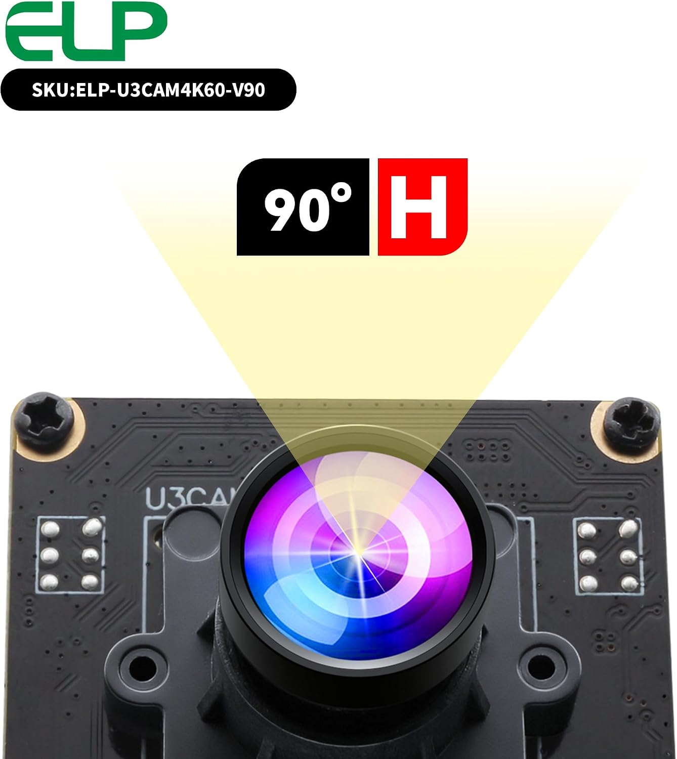 ELP High Speed 4K 60FPS USB Camera Module for Computer, Mini UVC 2160P USB3.0/2.0 Lightburn Cameras for Windows, Linux, Mac, Pi, Wide Angle 90°(H) IMX678 Webcam Board for PC Laptop Jetson Nano