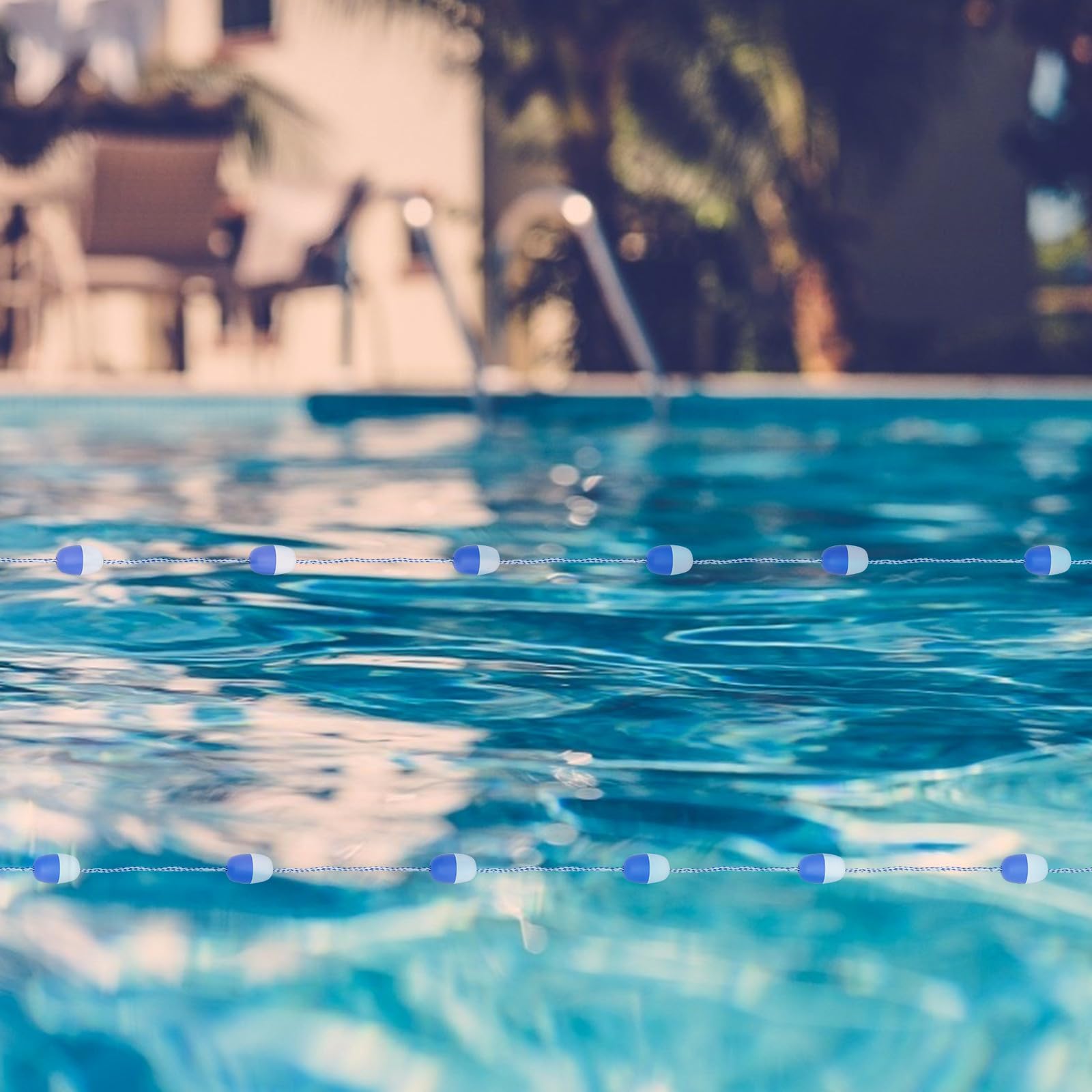 LABRIMP Schwimmbahnmarkierung Schwimmbeckenboje Schwimmbahn Schwimmseil aus Kunststoff mit Haken 5 Meter 11 Bojen zur Abgrenzung von flachem und tiefem Wasser