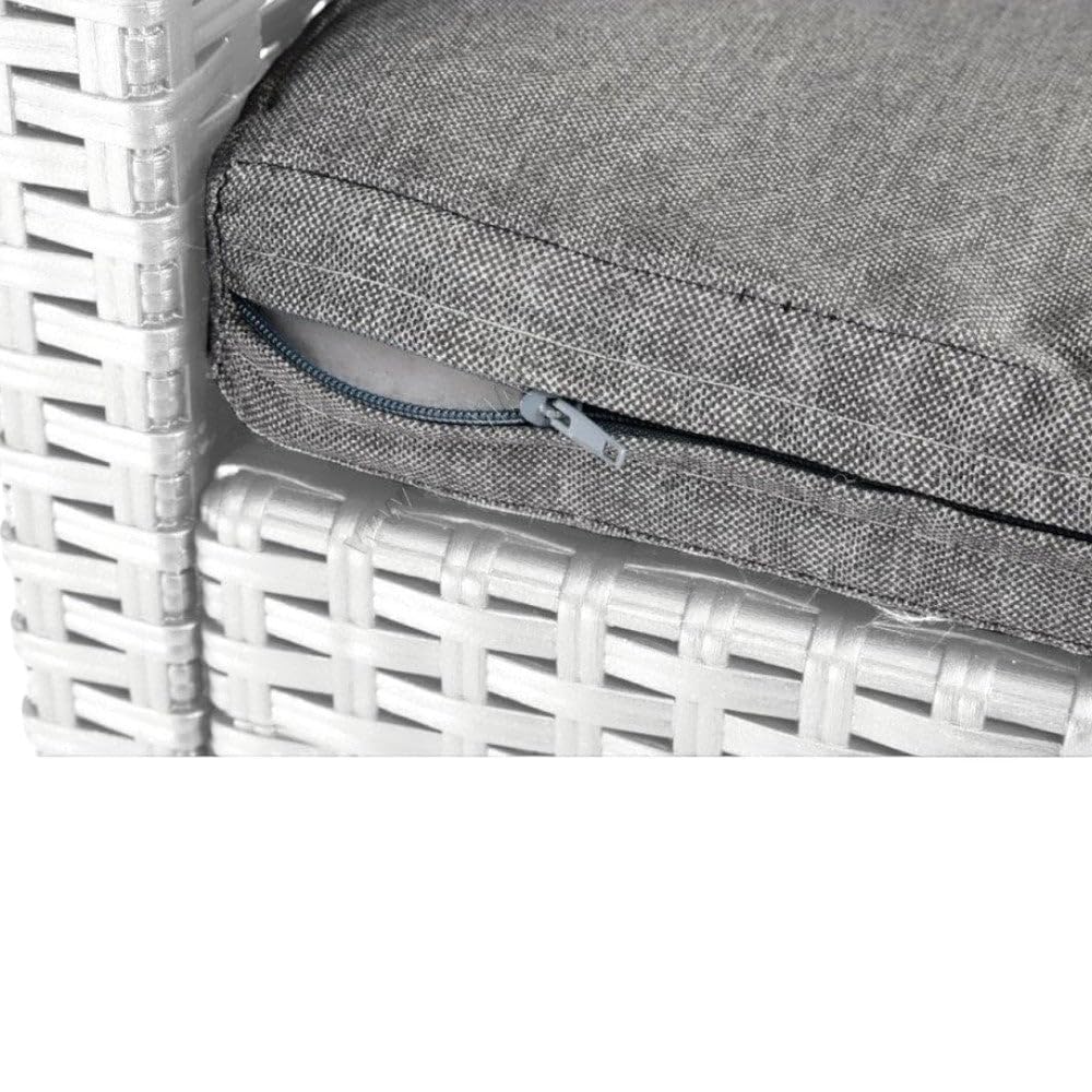 Salotto da Giardino in Resina Effetto Rattan Divano da Due posti con Due poltrone e Un tavolino - Bianco
