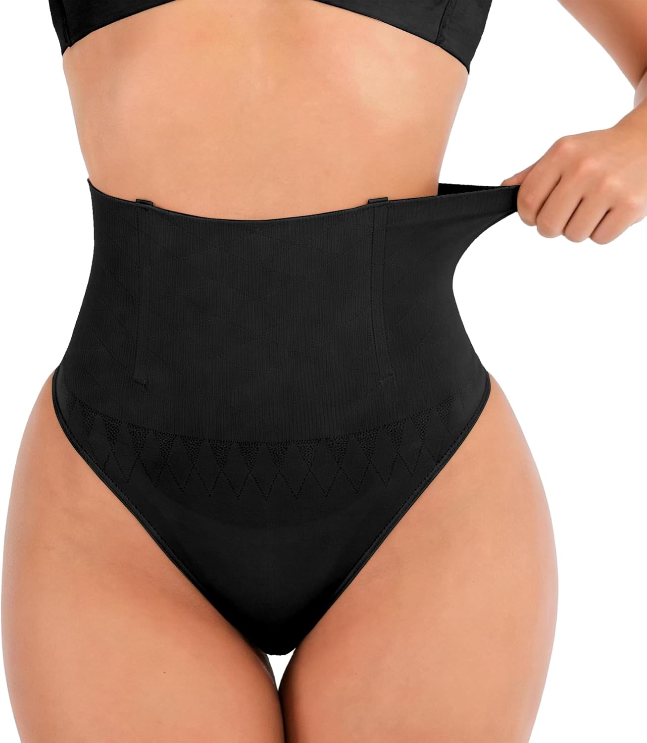 FOCUSSEXY Tummy Control Shapewear Pnaties for Women Body Shaper Seamless Mid-Waist Sexy Thongs Stomach Shapewear Underwear