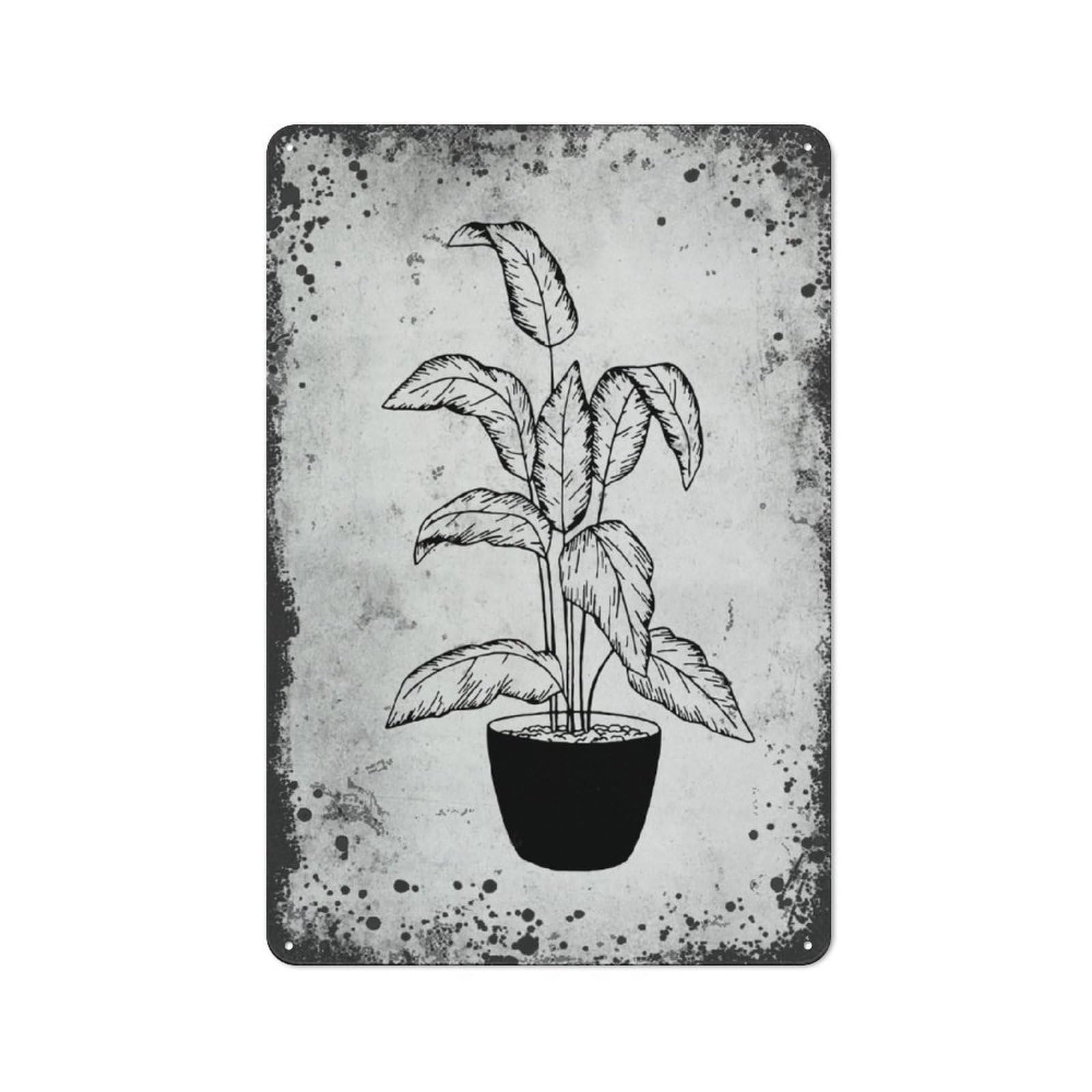 Kwqdozf Style-13 8X12 Inch House Plant Wall Art, Grey Wall Art, Plant Line Art