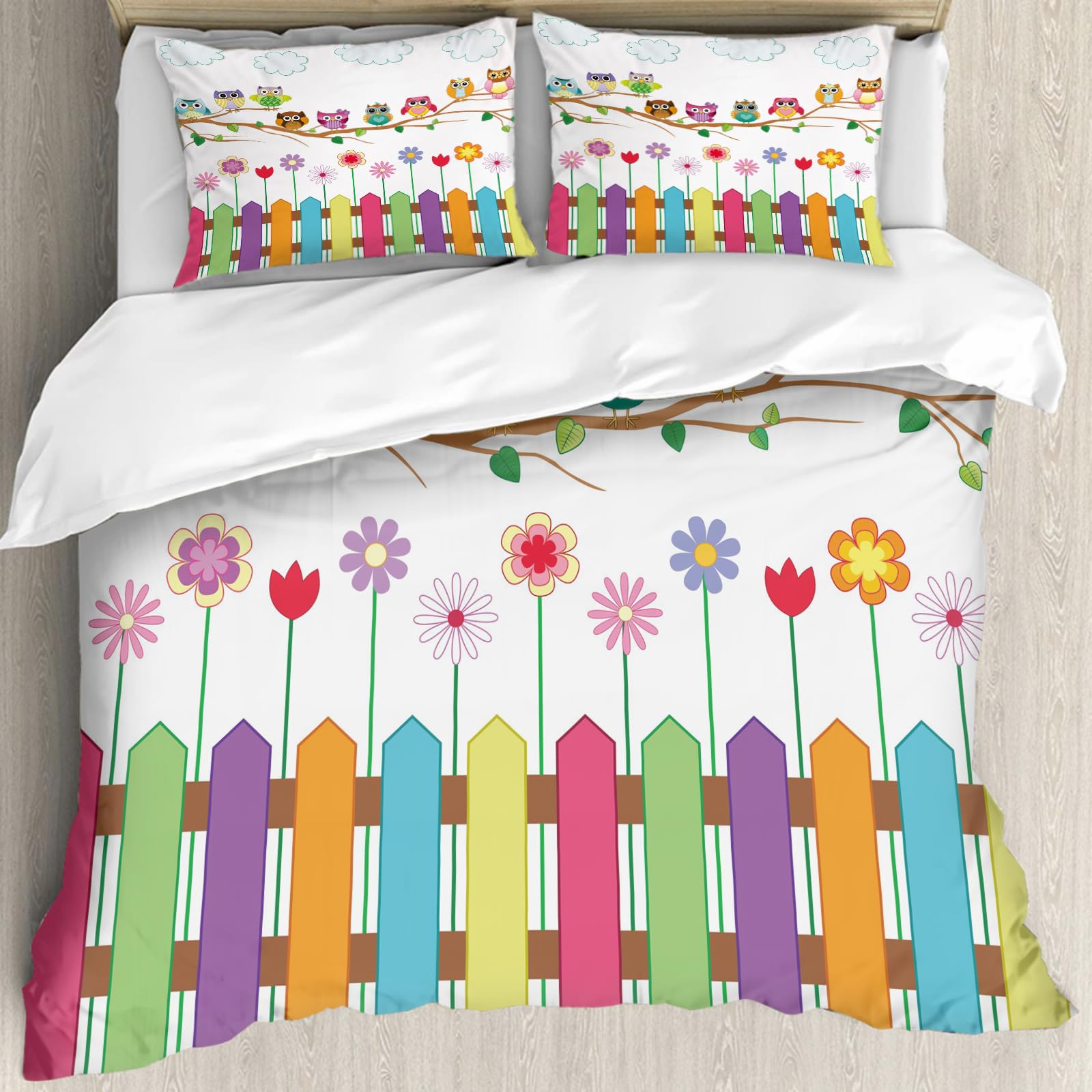 Housse de couette et d'oreiller hiboux pour une chambre parentale saine et cosy