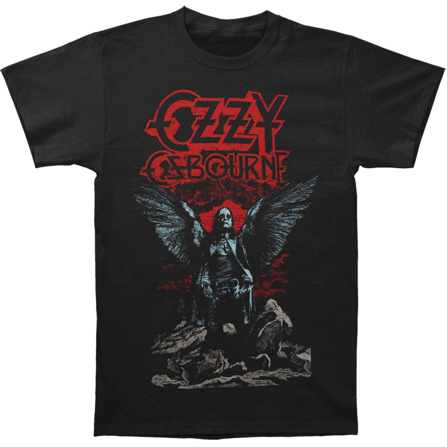 Ozzy Osbourne Angel Wings Black Men's T-Shirt, Black, XL