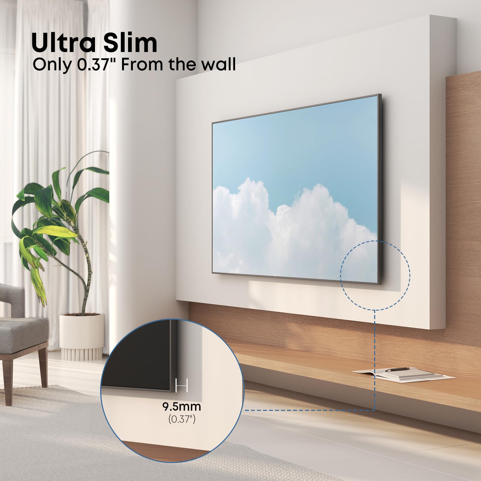 Supporto a parete ultra sottile per TV da 43-100 pollici, carico massimo di 75KG,Max VESA 800x600mm Compatibile con i televisori Samsung Frame (2021-2023), progettato peressi