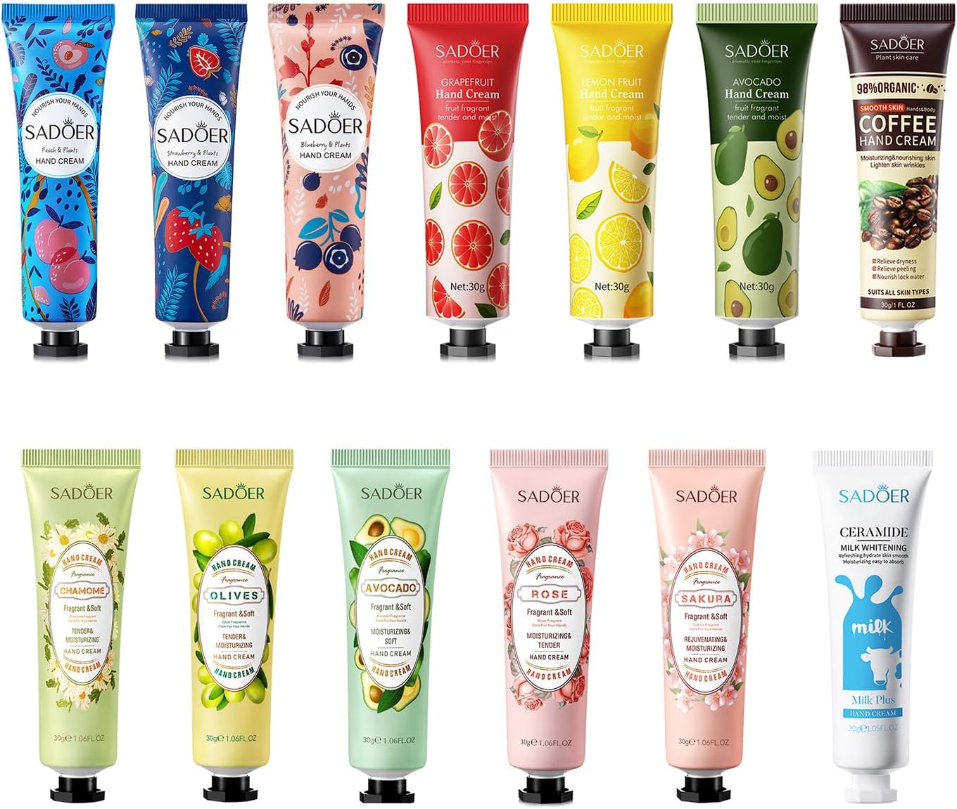 SADOER ミニハンドクリームセット 30g*13本 人気 可愛い いい匂い 高保湿 手荒れ ハンドケア ギフト 女の子 プチプラ(13本をランダムに出荷)