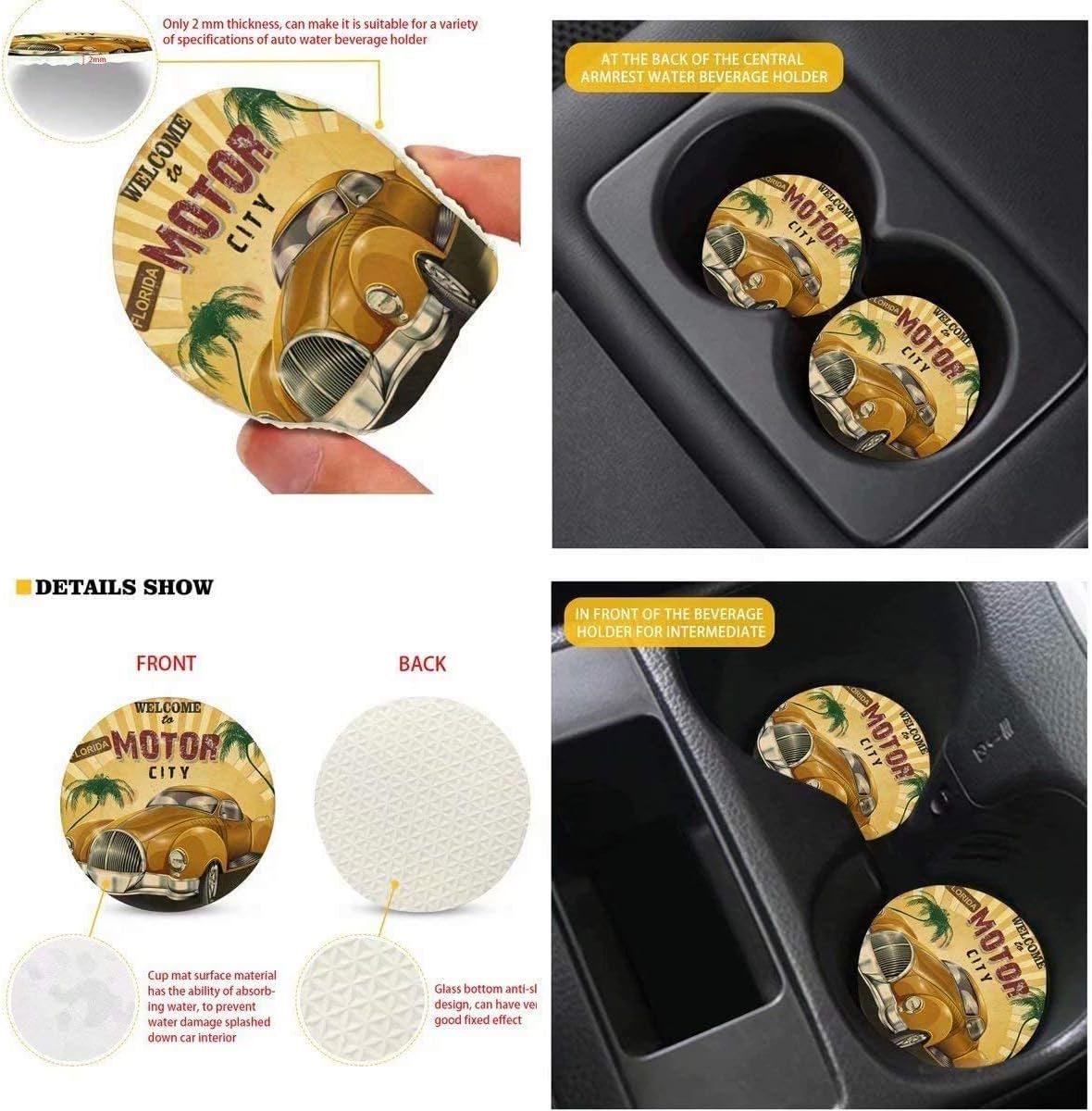 7 Pack Decorative Boho Elephant Car Steering Wheel Cover Universal Fashable Car Durable Protector for Most Vehicles