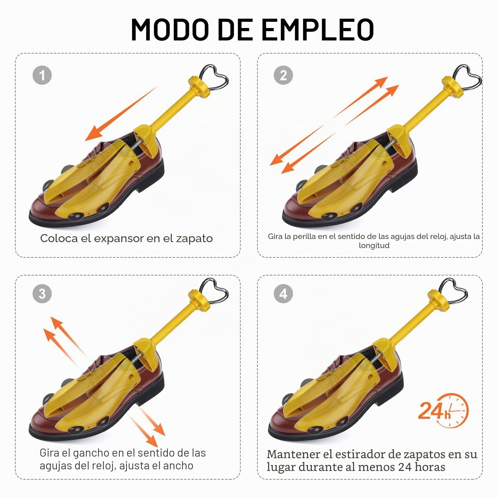 1 par de hormas de zapatos ajustables, expansores de zapatos para hombre y mujer, ancho para zapatos demasiado ajustados, zapatos nuevos, zapatillas de piel, amarillo, talla única EU40-47